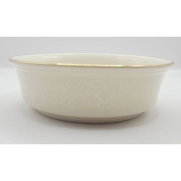 Lenox Moonspun Ivory Porcelain Fruit Cereal Bowl W/ Floral Lace Design Gold Trim - Picture 1 of 8